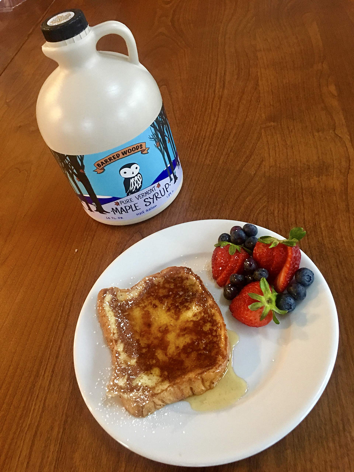 Organic Vermont Maple Syrup - Pure and All Natural - One Pint Jug (16 oz) - Grade A Amber Rich - From Barred Woods Maple
