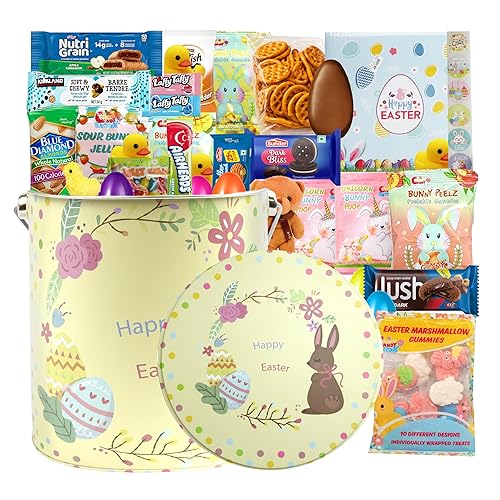 Eva's Gift Universe Easter Basket Tin (44 Count) Filled with Candy Great Package for Family and Friends, Huevos de Pascua
