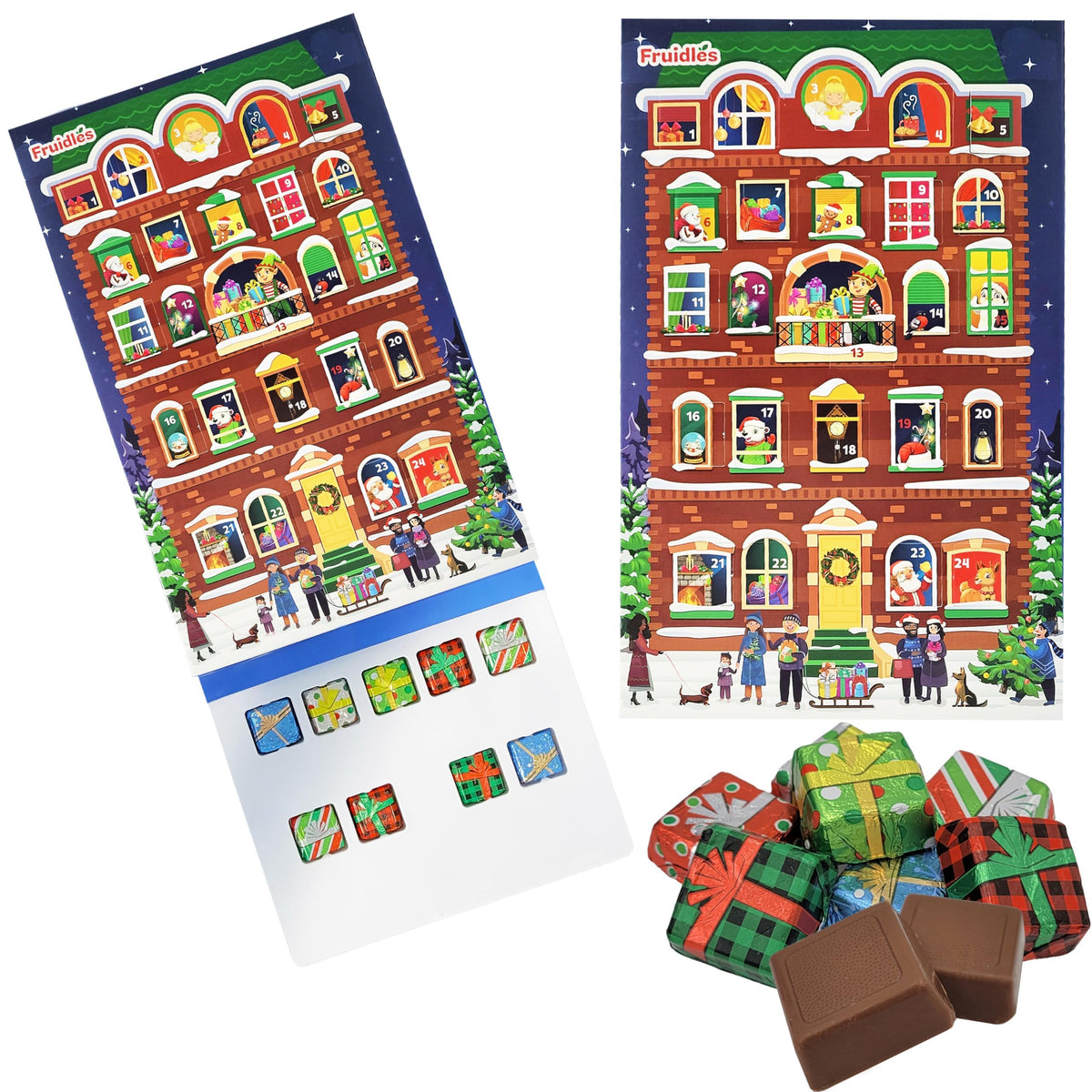 Fruidles Christmas Chocolate Advent Calendar, Christmas By The Creek, 24 Pieces (Pack of 8)