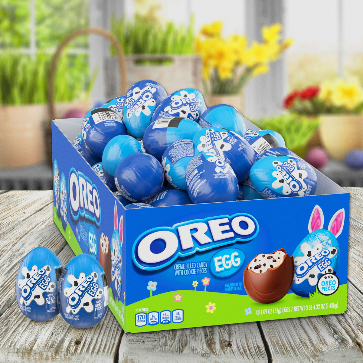 OREO Creme Filled Chocolate Candy Easter Egg, Easter Candy, 48 - 1.09 oz Eggs