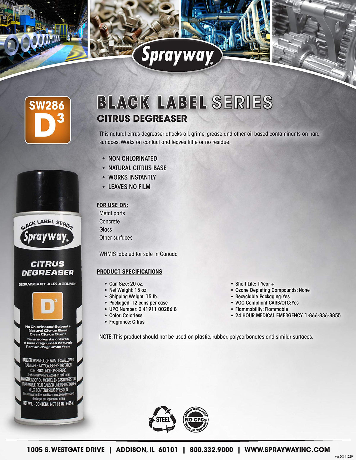Sprayway Citrus Degreaser, Net 15 Oz., SW286