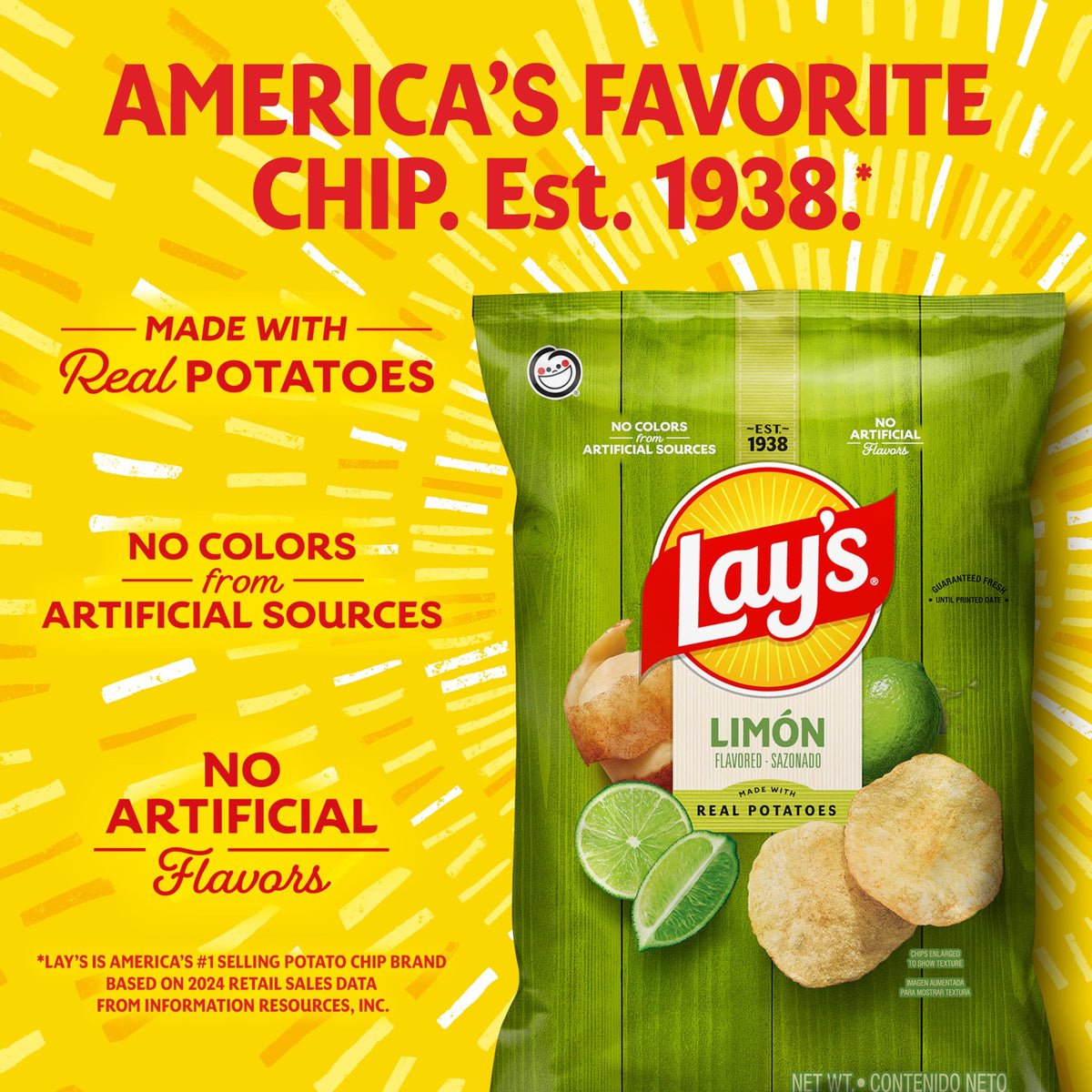 Lay's Potato Chips Limon, 12.5 Oz