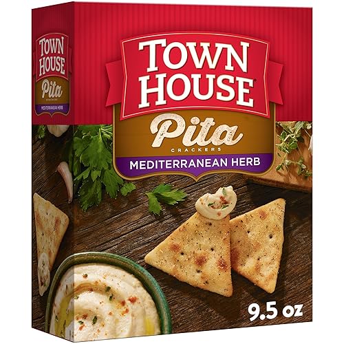 Town House Pita Crackers, Party Snacks, Game Day, Mediterranean Herb 9.5oz Box