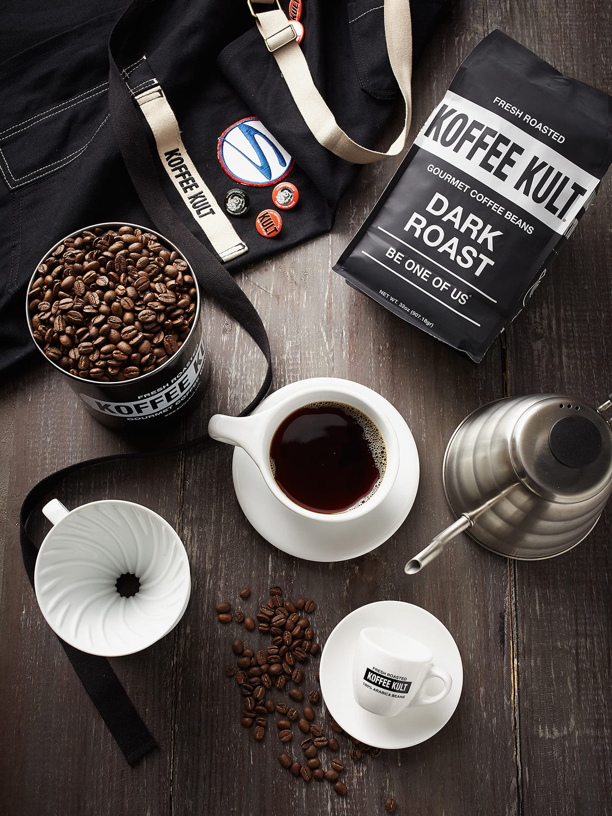 Koffee Kult Dark Roast Whole Bean Coffee - Small Batch 100% Arabica Gourmet Blend, Smooth and Well Balanced Artisan Roasted in 32oz Resealable Package