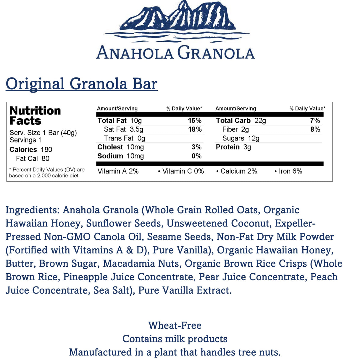 Anahola Granola Original Bars, 8 Count