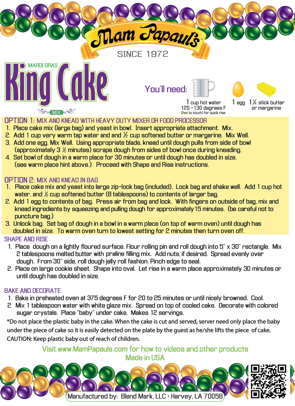 Mam Papaul's King Cake Mix 2pk