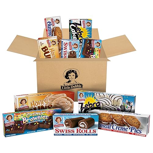 Little Debbie Variety Pack, Zebra Cakes, Cosmic Brownies, Honey Buns, Oatmeal Creme Pies, and Swiss Rolls (1 Box Each), 48 Piece Assortment