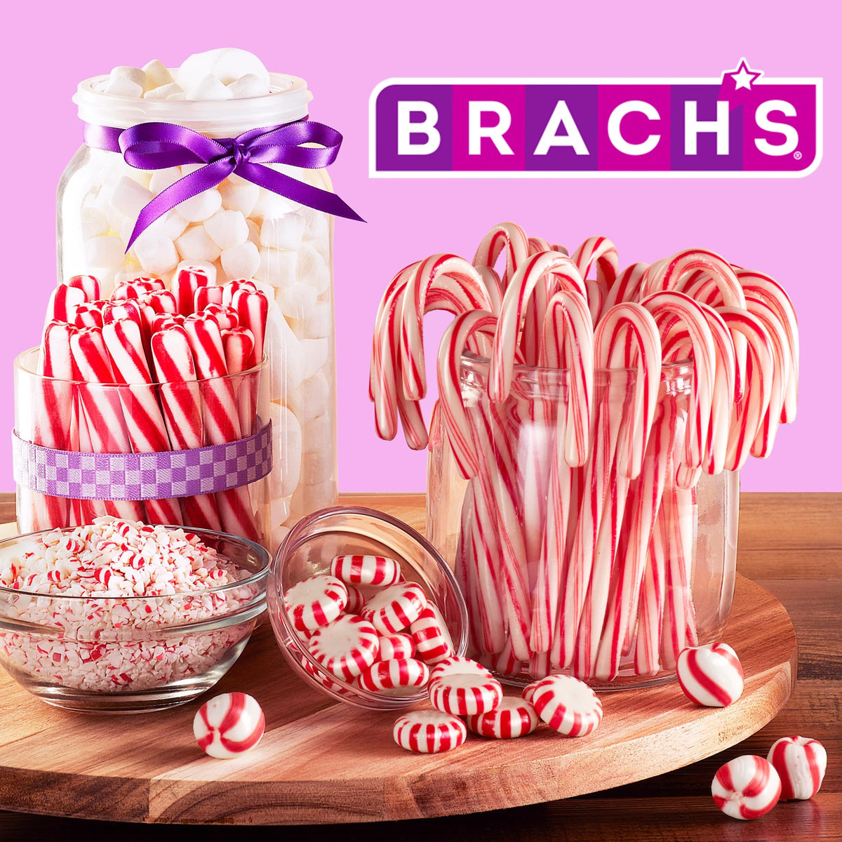 Brach's Holiday Soft Peppermint Candy, Christmas Candy Individually Wrapped Mints, 10oz