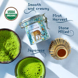 Organic Ceremonial Grade Matcha | Emerald Green, Creamy & Sweet (for a matcha) | Japanese - First Harvest -Hand Picked - Stone Milled | By Pantenger