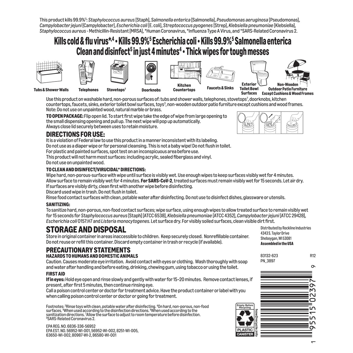 Amazon Basics Disinfecting Wipes, Fresh Scent, Sanitizes/Cleans/Disinfects/Deodorizes, 85 Count, for Hard Nonporous Surfaces