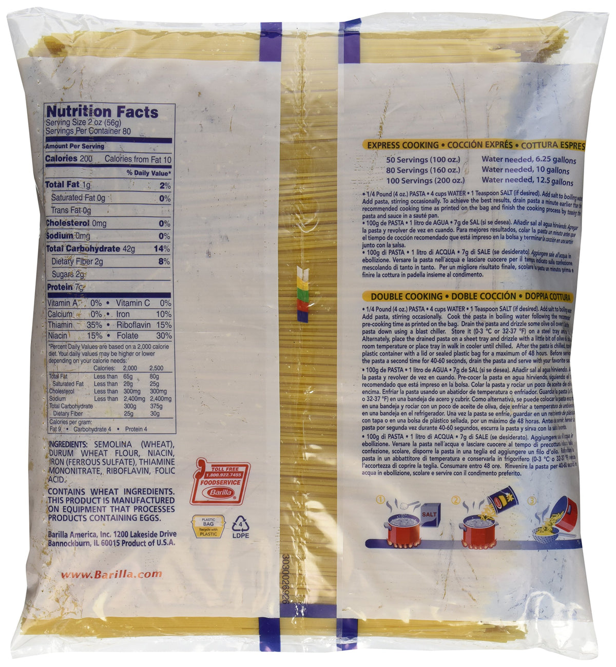 Barilla Spaghetti Pasta, 160 Ounce (1000354005)