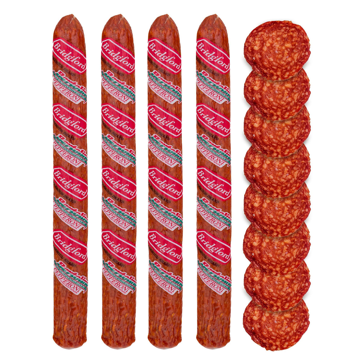 Bridgford Old World Pepperoni Stick 16 oz Pack of 4 - Naturally Smoked Pepperoni Stick for Pizza and Sandwiches - High Protein Zero Carb Keto Snack