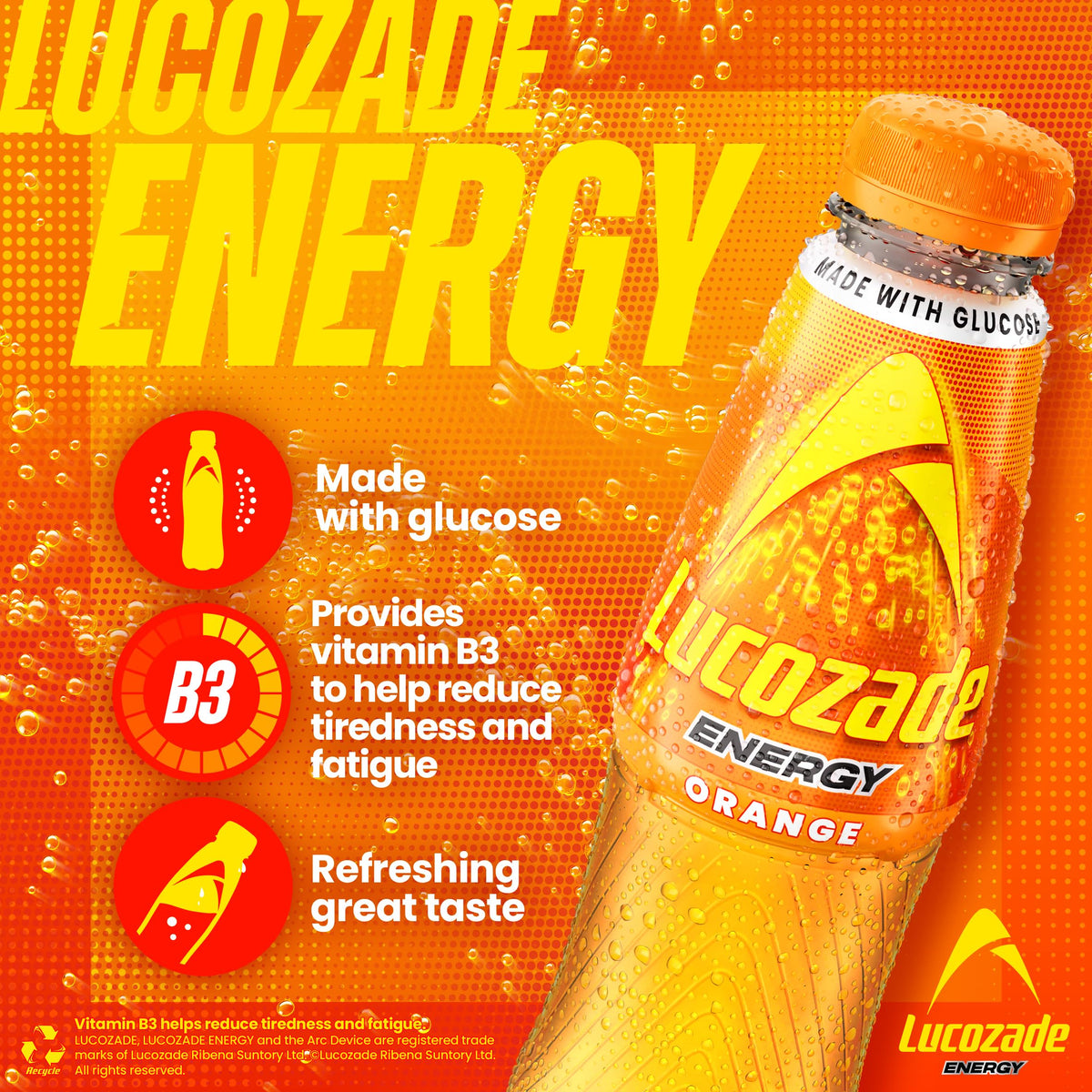 Lucozade Orange 4 Pack 1520g