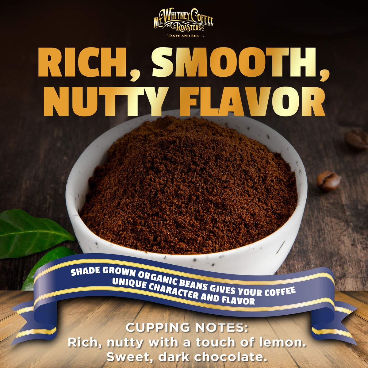 Mt. Whitney Organic Shade Grown, Low Acid Coffee from Peru (Ground, 5 Lb)
