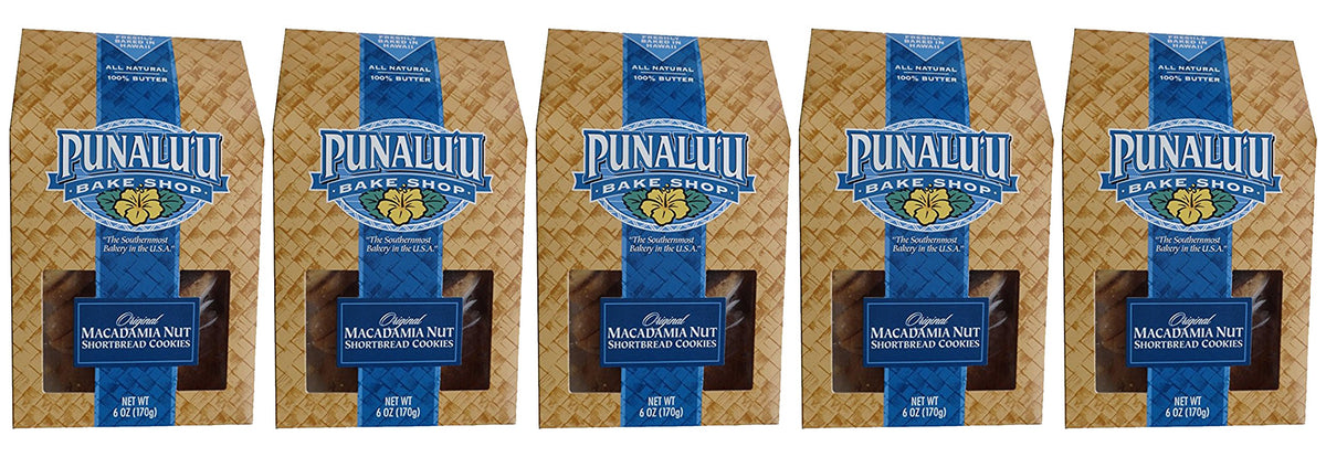 5 Box Count of Fresh Baked Punalu'u Bake Shop Shortbread Cookies (All Original)