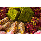 Cerez Pazari Turkish Delight Pistachio with Fantastic Rose & Pomegranate Flavour Experience in Luxury Gift Box 8.8 oz | Assorted Gourmet Soft Candy