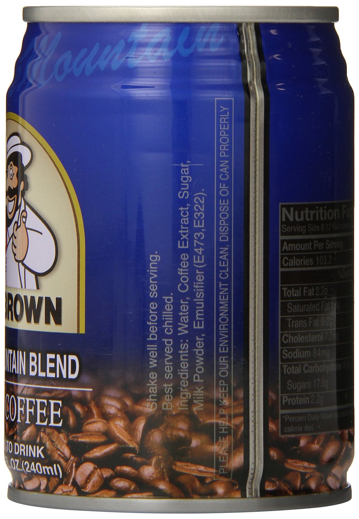 Mr. Brown Iced Coffee, Blue Mountain, 8.12 Ounce (Pack of 24)