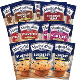 Martha White Muffin Mix Sampler Variety Pack, Pack of 12, Chocolate Chip, Blueberry, Strawberry, Cinnamon Sugar, Wildberry, Just Add Milk