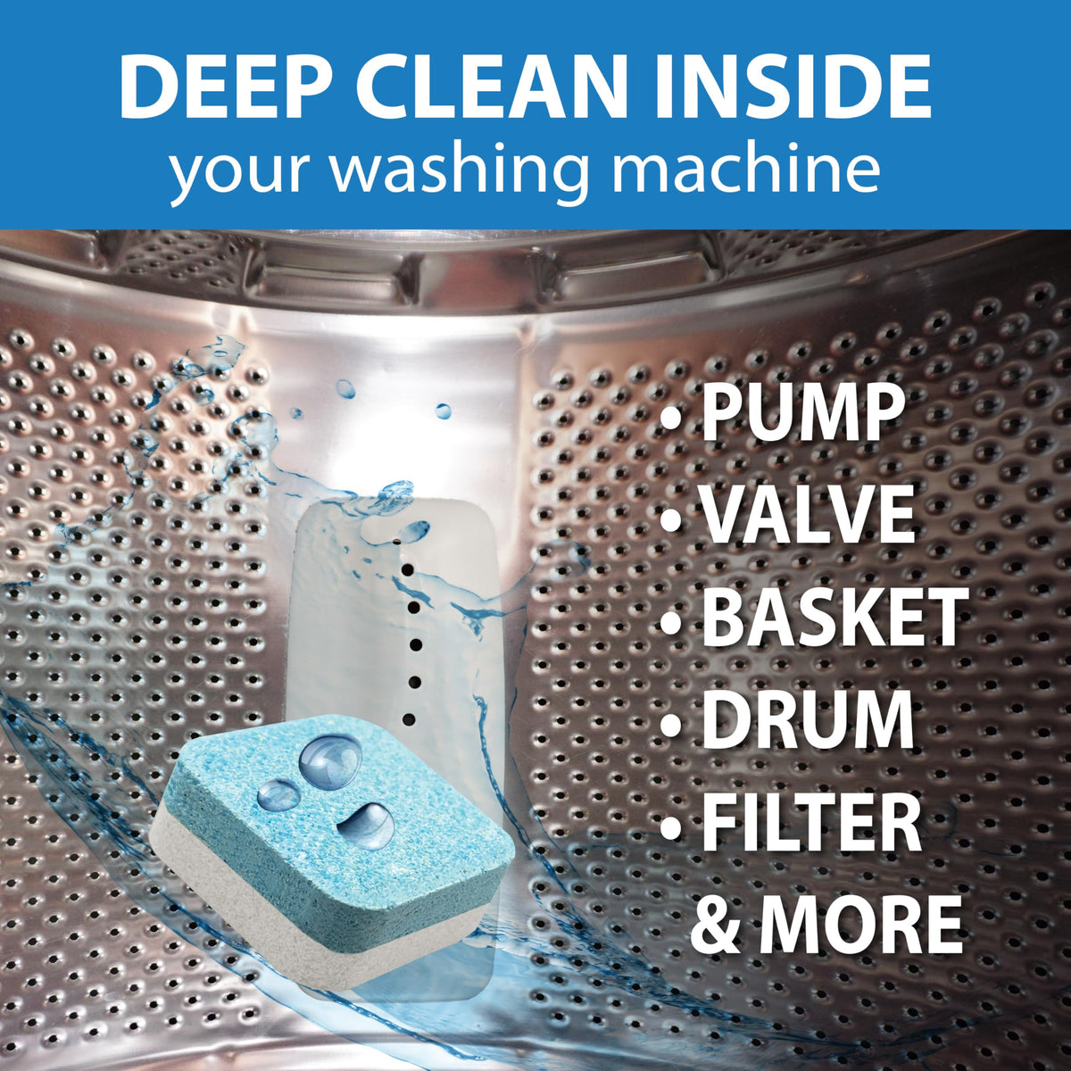 SANI 360° Washing Machine Cleaning tablets, 12 pack is Formulated with Enzyme, Deep Cleans and Deodorizes Front and Top Loading Washers use up