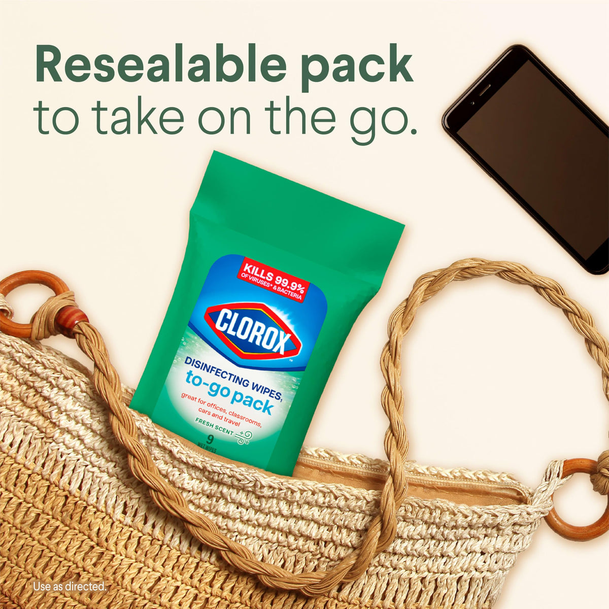 Clorox Disinfecting Wipes, Fresh Scent, To Go Pack!, 9 ct. (6 Pack)