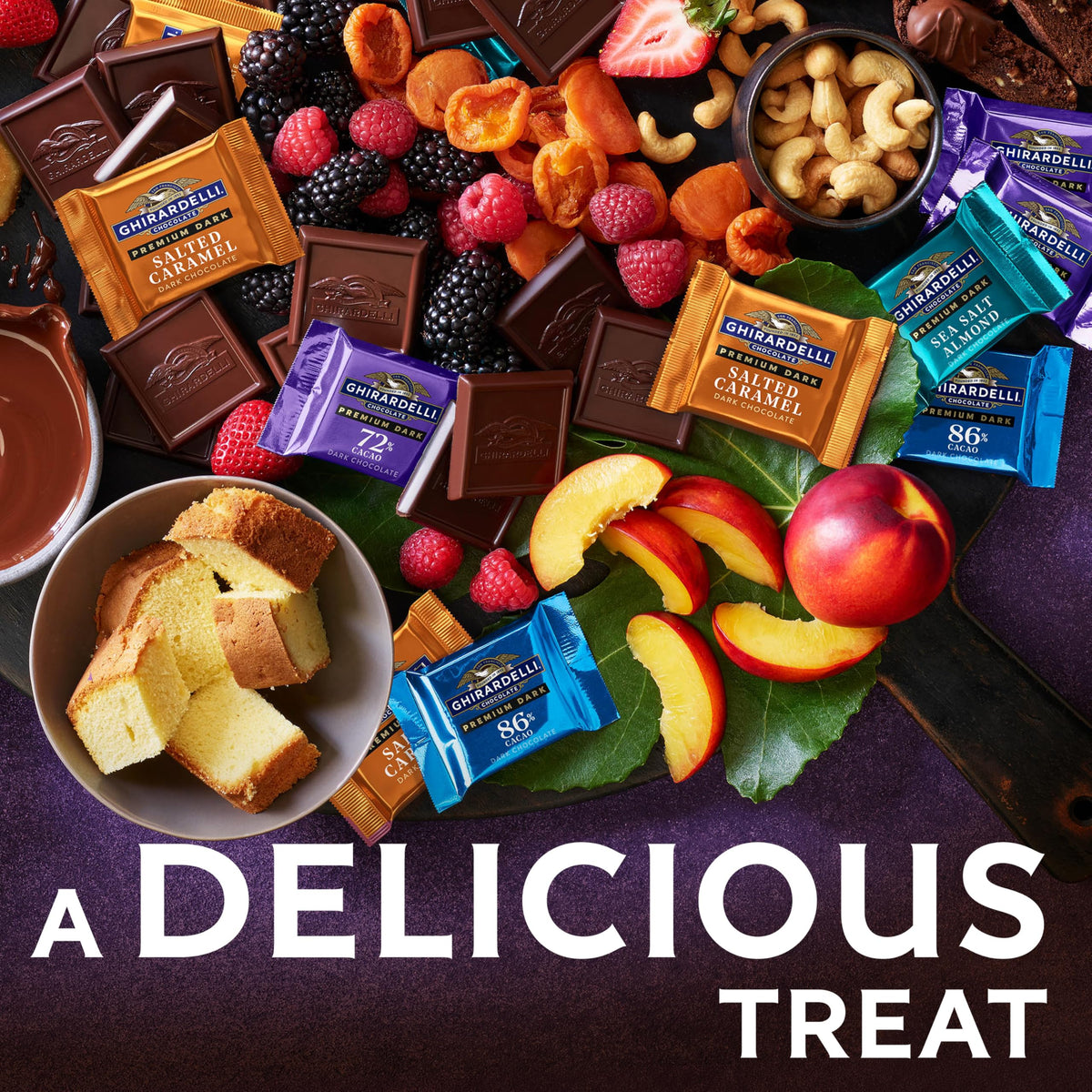 Ghirardelli Premium Dark Chocolate Squares Assortment, 11.3 Oz Bag, Pack of 1, Individually Wrapped