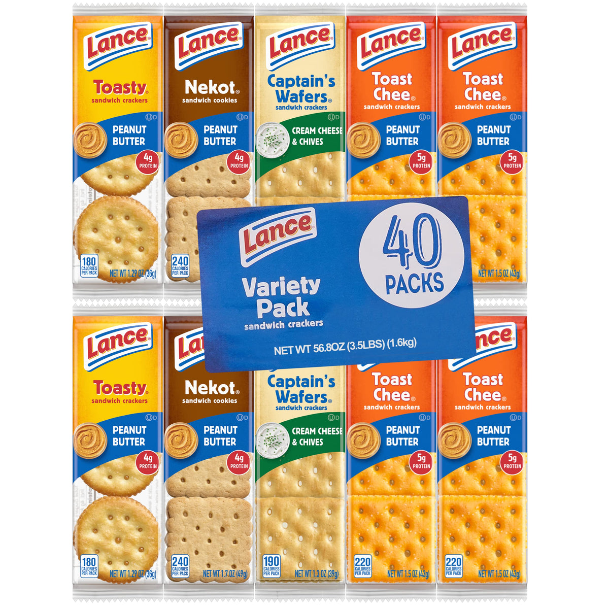 Lance Sandwich Cracker Variety Pack (40 Count) (Pack of 2)