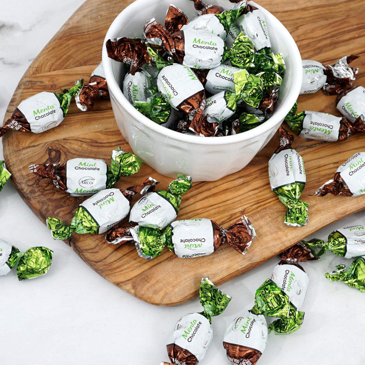 Chocolate Filled Mints, 2 Pound Bulk Candy (Approx. 150 pcs.), Chocolate Mint Candy, Chocolate Mints Individually Wrapped