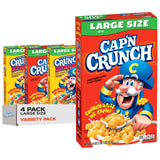 Cap'n Crunch Cereal, Original & Crunch Berries Variety Pack, Large Size Boxes, (4 Pack)