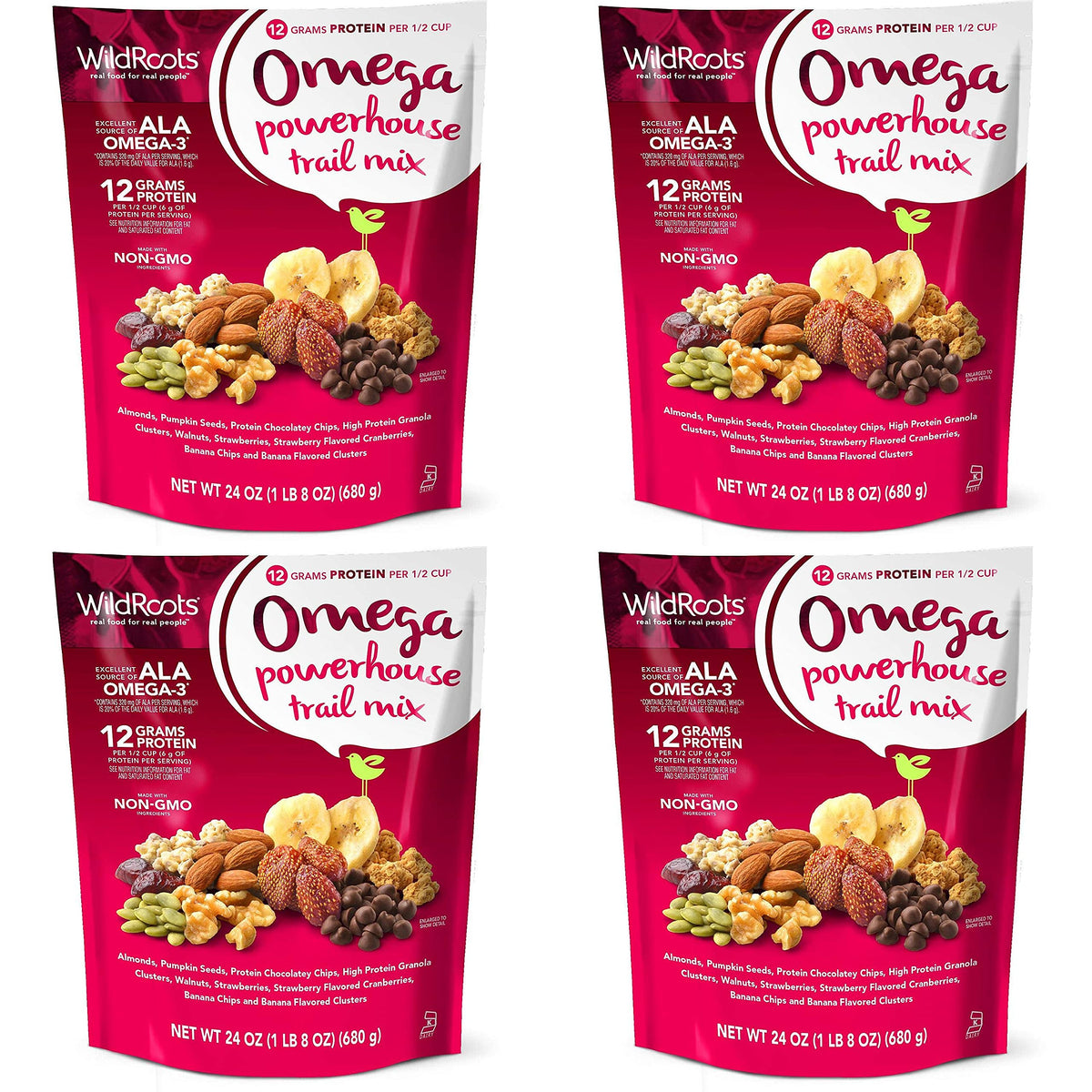 Wildroots Omega Powerhouse trail Mix 24oz Pack of 4
