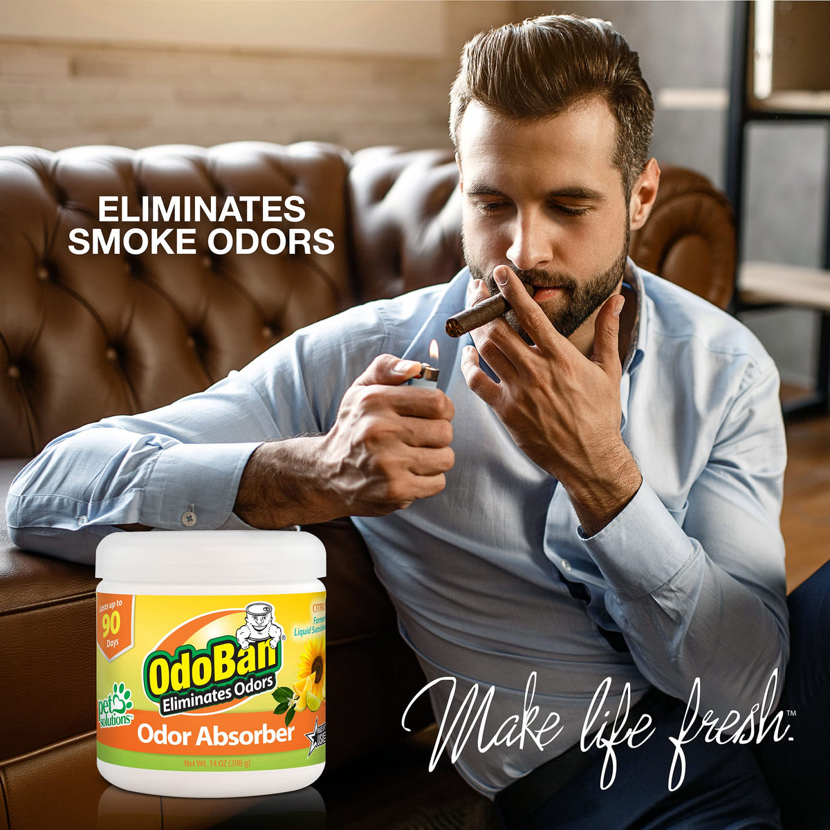OdoBan Solid Odor Absorber Eliminator for Home and Small Spaces, Citrus Scent, 14 Ounces Each, 6-Pack