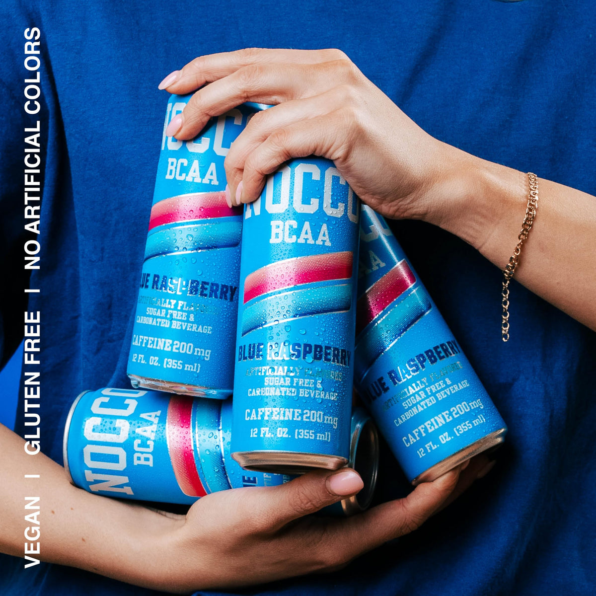 NOCCO Zero Sugar Energy Drink, Blue Raspberry - 12 Fl Oz (Pack of 12) - 180mg Caffeine, Sugar Free, BCAAs - Branched Chain Amino Acids, Carbonated
