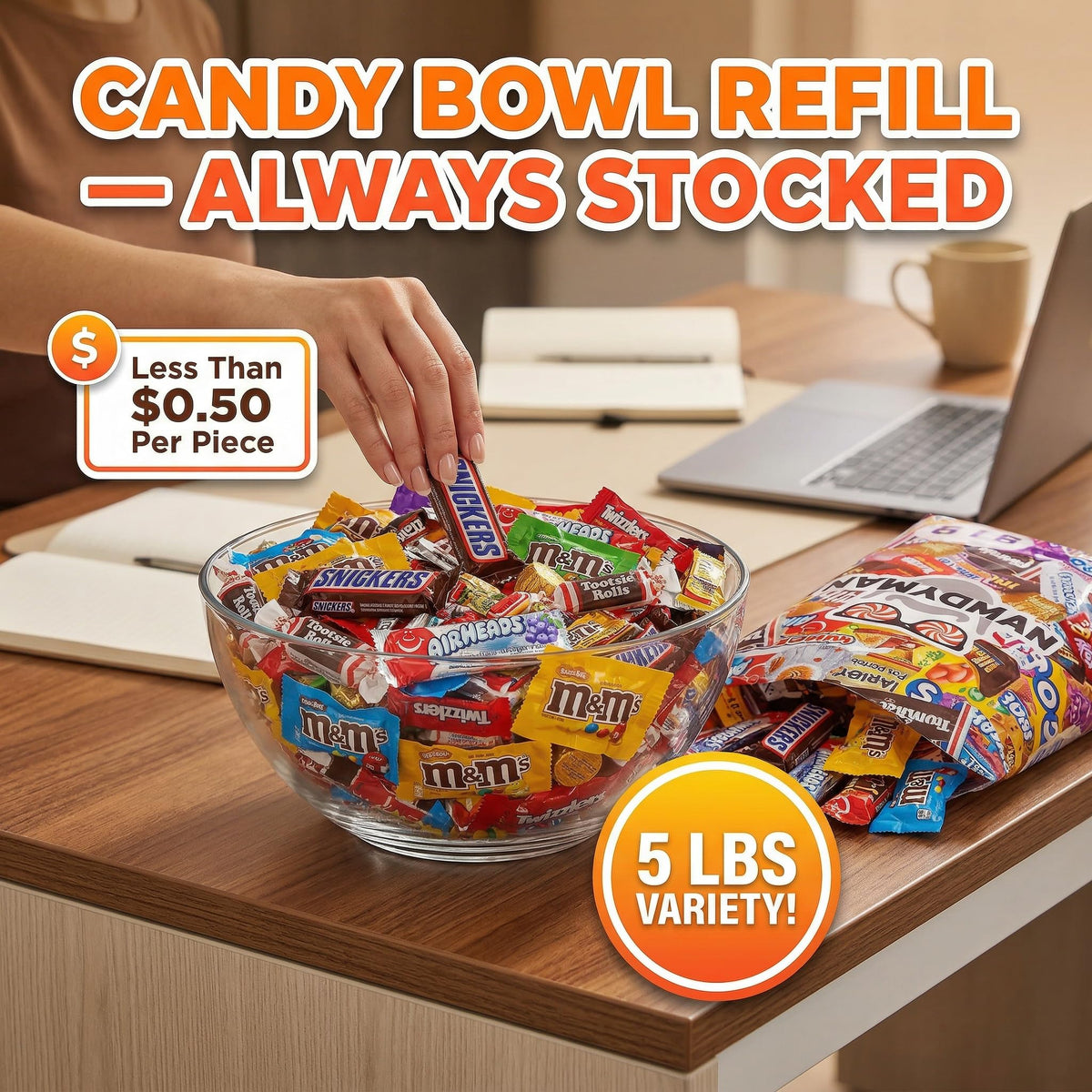 CANDYMAN 5 lb Chocolate Candy Variety Pack, Bulk, Individually Wrapped