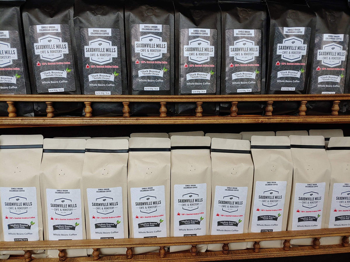 Fresh Roasted Coffee - Whole beans - Dark Roasted from Colombia - Single Origin Farm - 1 Lb coffee - Saxonville Mills Cafe
