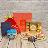 LoveNspire Diwali Gift Hamper Indian Festival Premium Deepawali Return Gift Box with Potli Bag Elephant Statue Pearl Candle Holder Chocolates