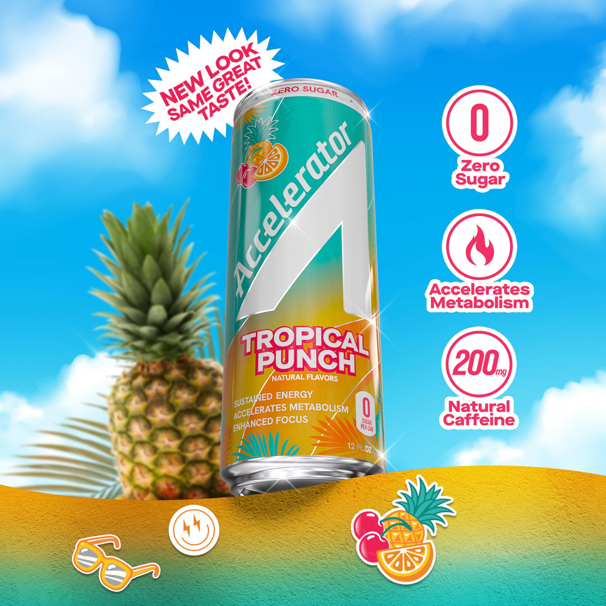 Accelerator Active Energy Drink, Tropical Punch, 12oz can (12 pack)