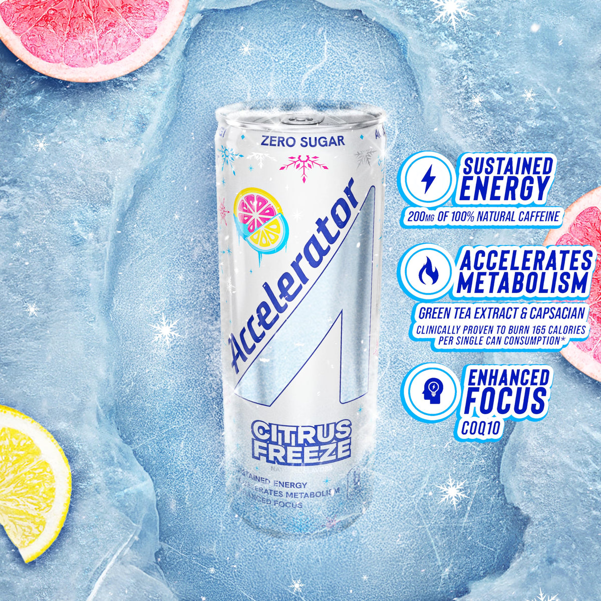 Accelerator Active Energy Drink, Citrus Freeze 12oz can (12 pack)