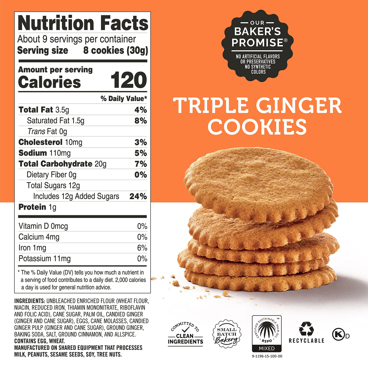 Dewey's Bakery Meyer Lemon, Triple Ginger & Toasted Coconut Moravian Cookie Thin Variety Pack, 9 oz (Pack of 3)