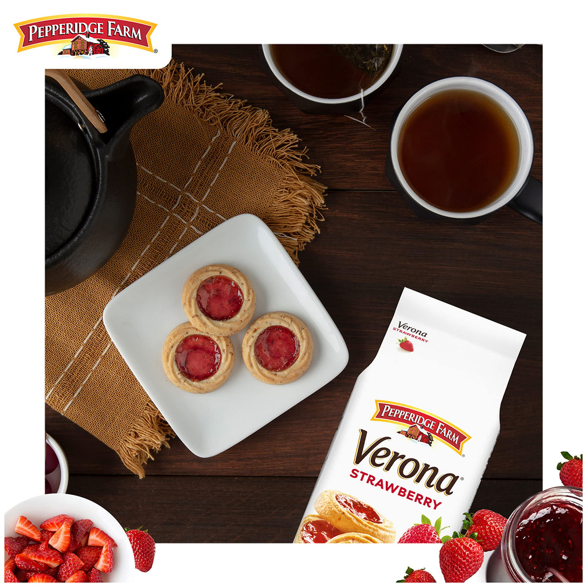 Pepperidge Farm Verona Strawberry Thumbprint Cookies, 6.75 OZ Bag (18 Cookies)