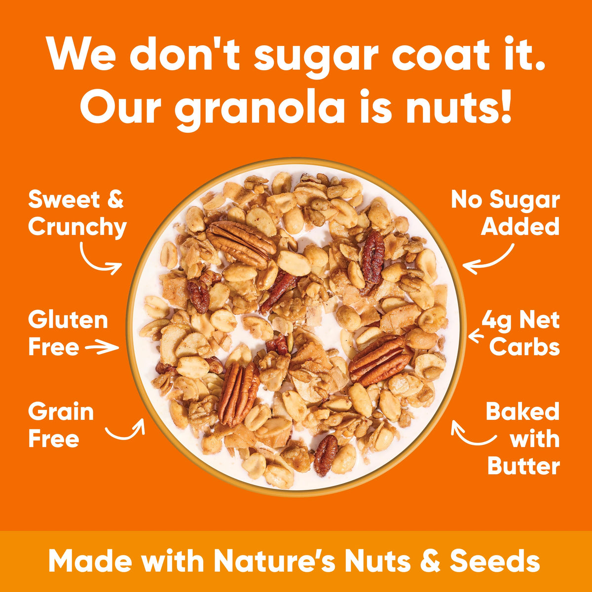 NuTrail Nut Granola, Peanut Butter, No Sugar Added, Gluten Free, Grain Free, Keto, Low Carb, Healthy Breakfast Cereal 8 oz. 1 Count