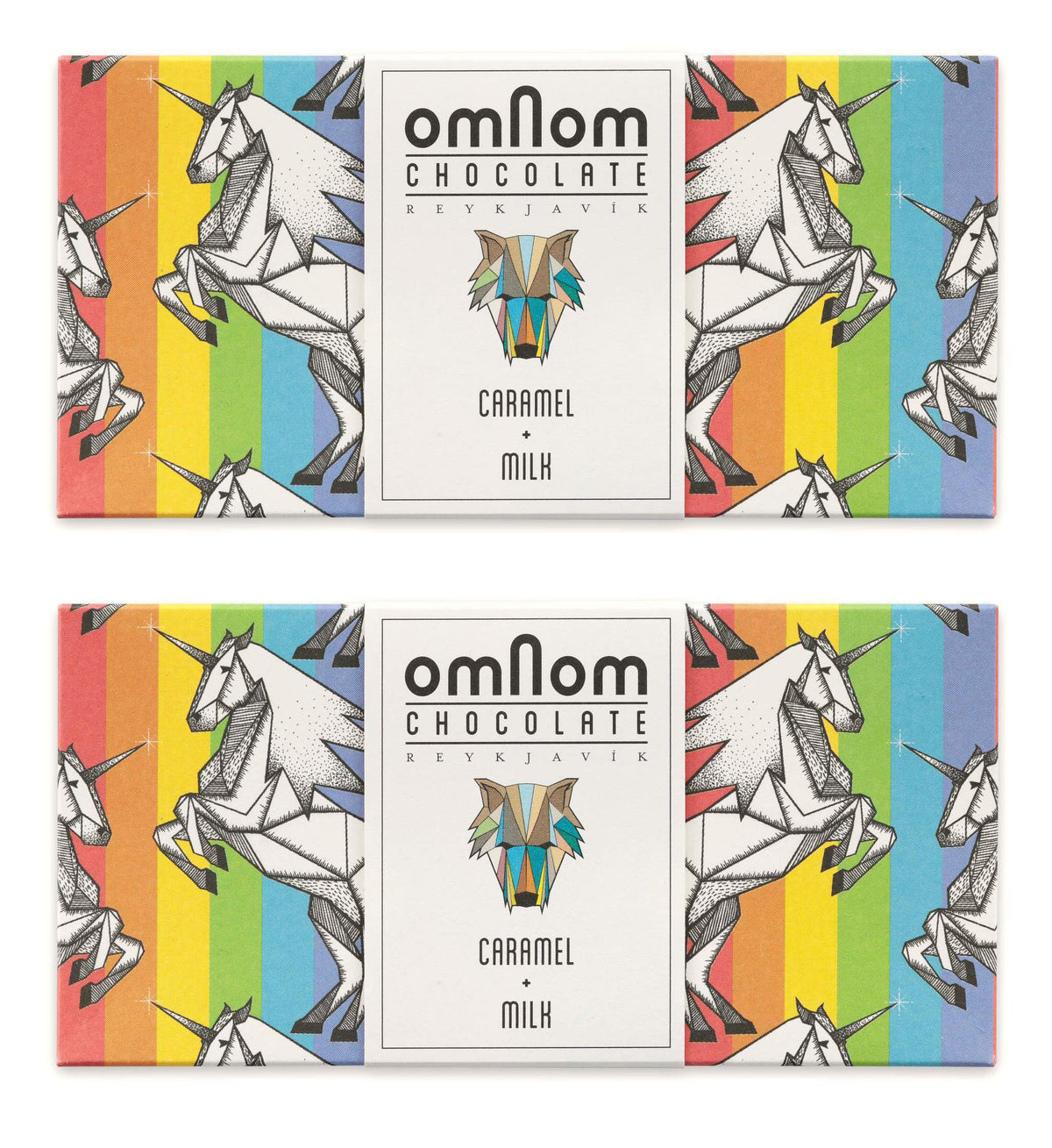 OmNom Caramel + Milk "Pride Bar" | Icelandic Bean To Bar Chocolate by OMNOM CHOCOLATE REYKJAVIK | 2 x 60g Bar