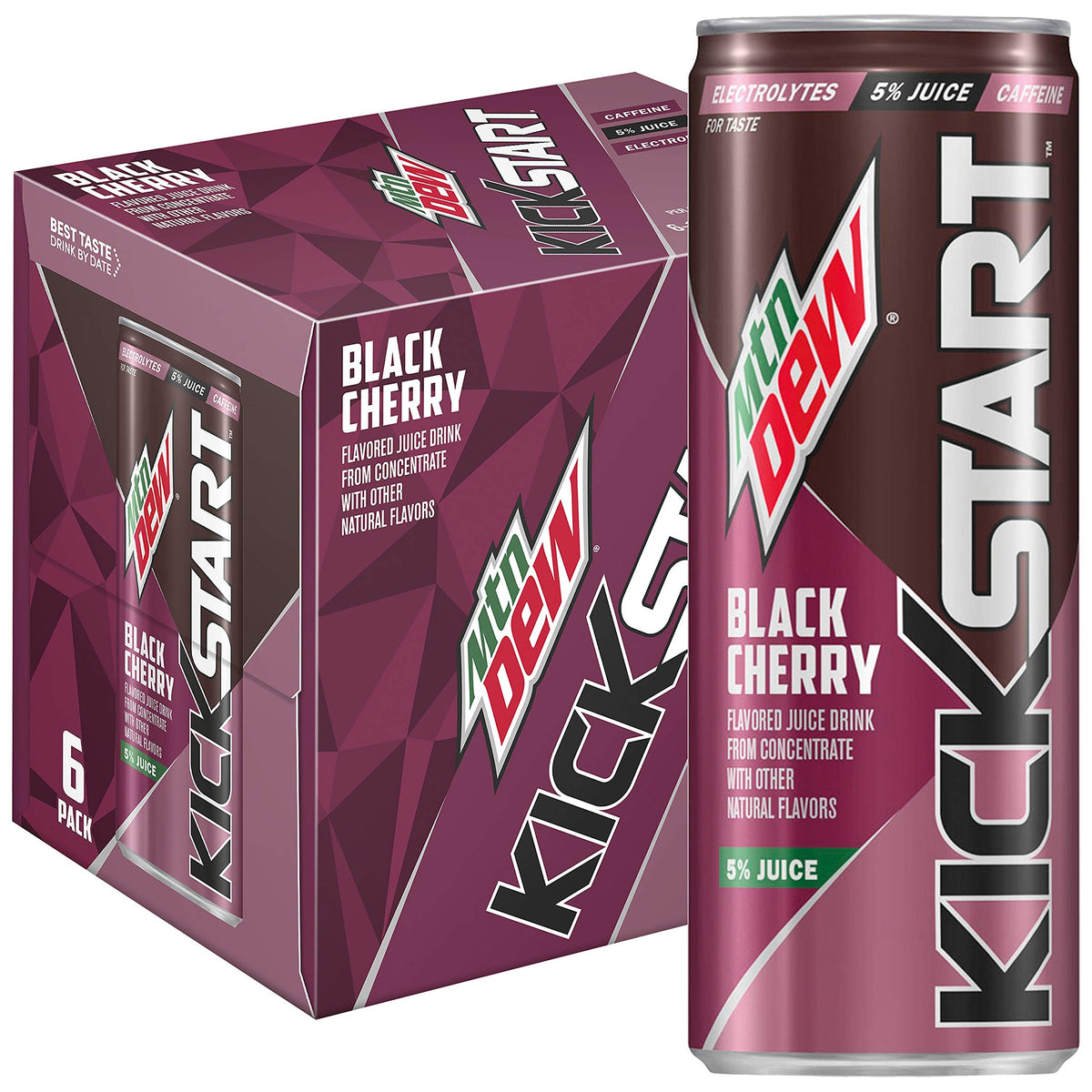 Mountain Dew Kickstart, Black Cherry, 12 Ounce (Pack of 6)