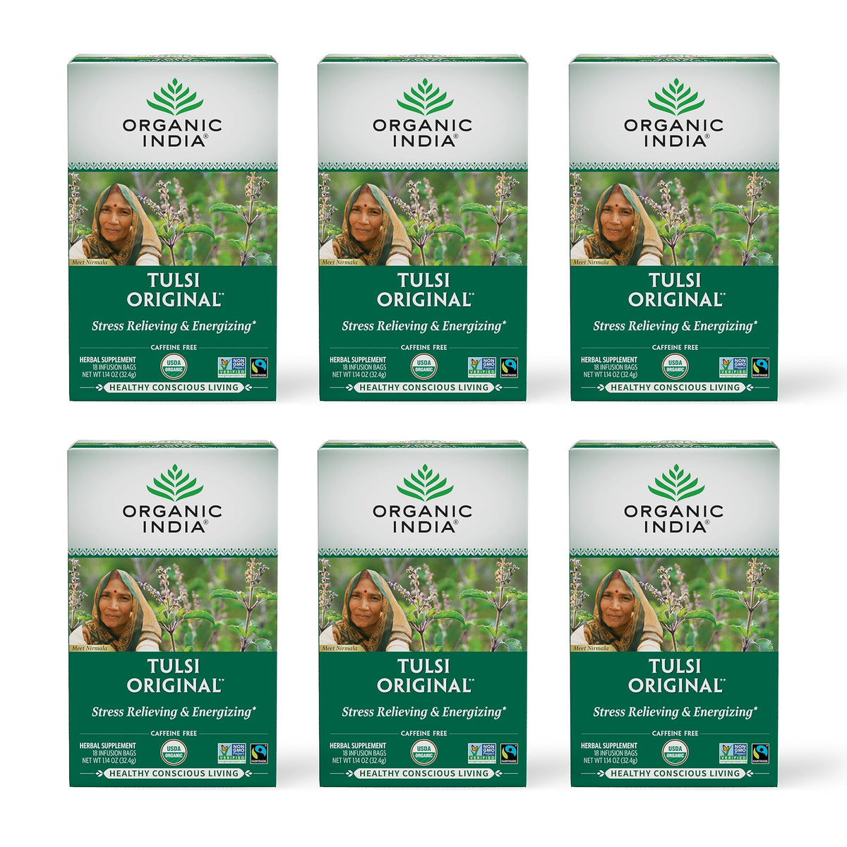 ORGANIC INDIA Tulsi Original Herbal Tea - Holy Basil and African Basil Calming and Stress Relief Tea, Immune Support, USDA Certified Organic, Non-GMO