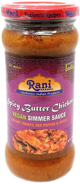 Rani Spicy Butter Chicken Vegan Simmer Sauce (Creamy Tomato, Red Pepper & Spices) 14oz (400g) Glass Jar ~ Easy to Use | Vegan | No Colors | All