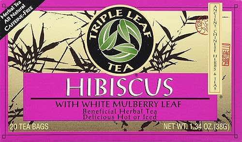 Triple Leaf Tea Bags Hibiscus White Mulberry, 1.34 Oz, 20 Count