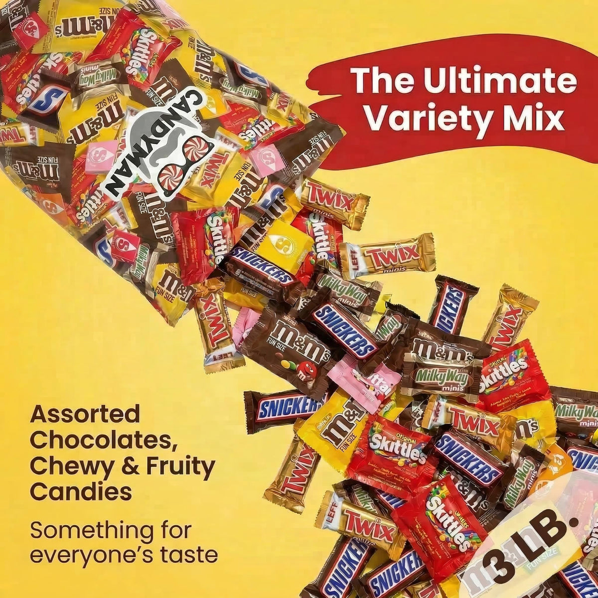 Candyman 3 lb Candy Variety Pack, Assorted Chocolate & Candy Mix