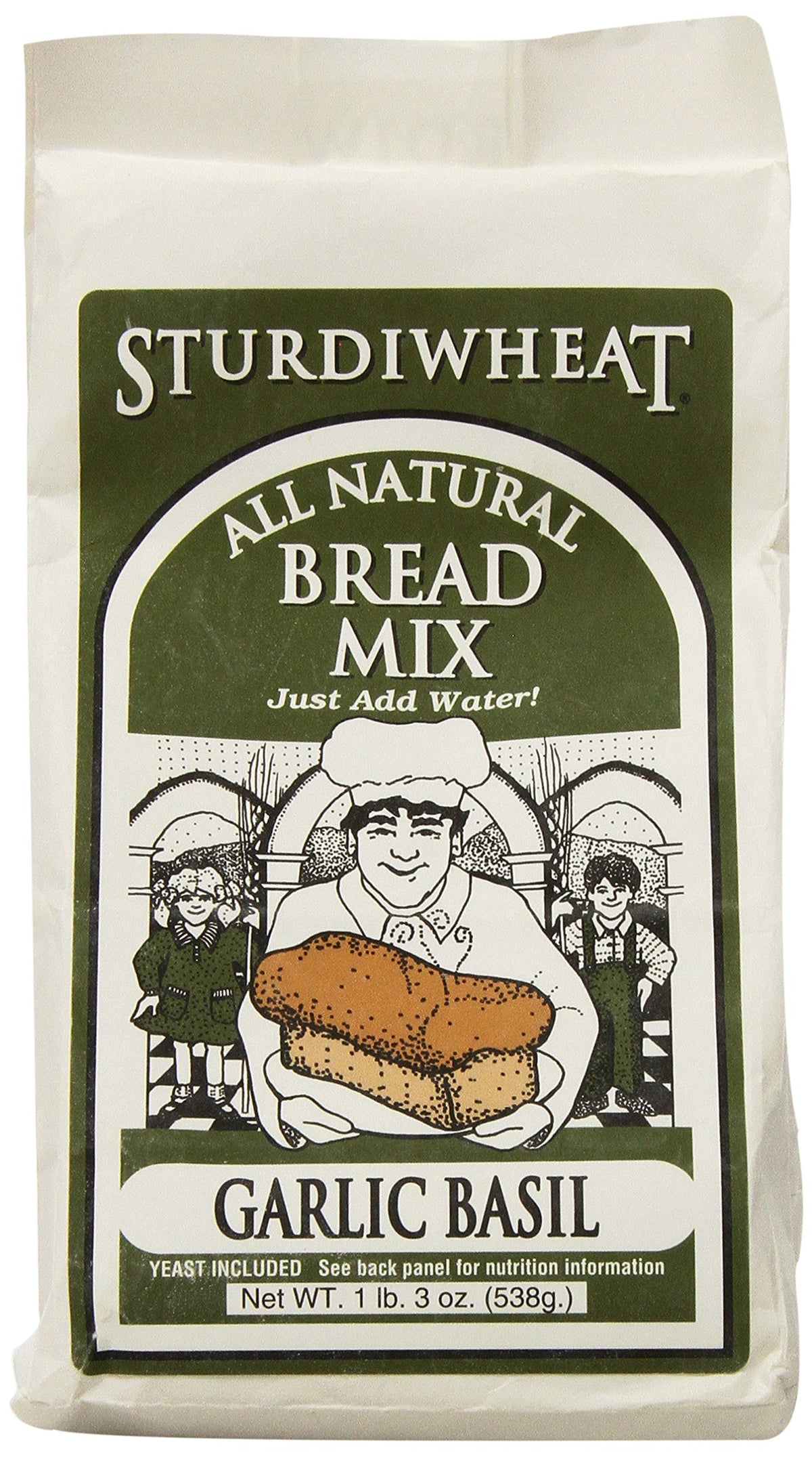 Sturdiwheat All Natural Bread Mix, Garlic Basil, 1lb Package (Pack of 4)