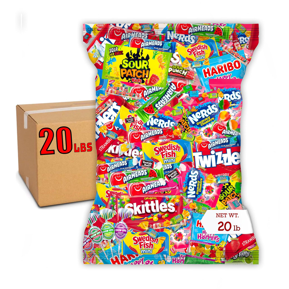 Bulk Candy Variety Pack - 20 lb - Bulk Individually Wrapped Candy- Candies - Trick Or Treat Candies - Piñata Filler Stuffers - Pinata CandyStuffers