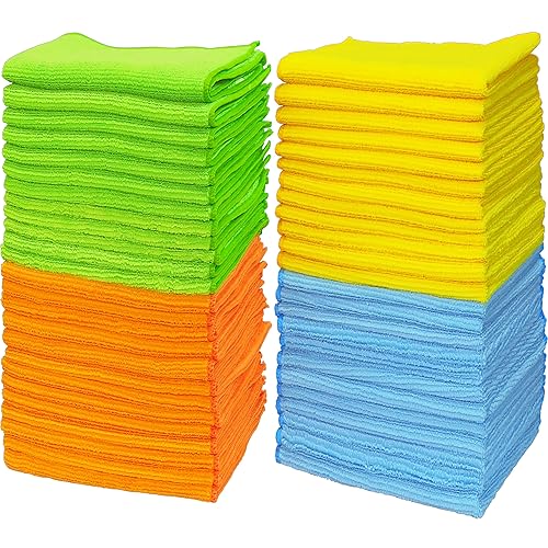 Simple Houseware Microfiber Cleaning Cloth 50 Pack, 12" x 12", 4 Colors