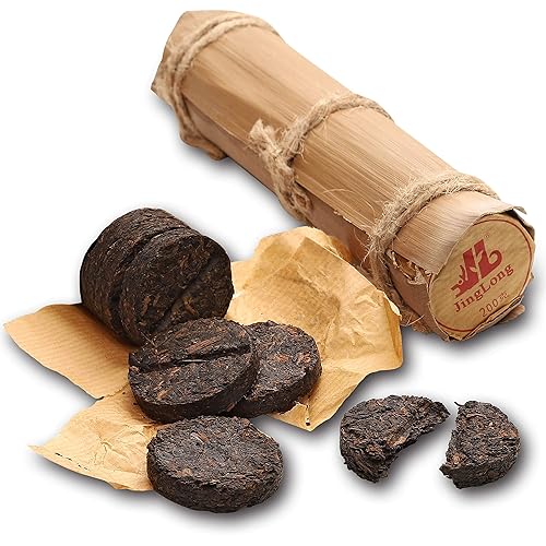 Jinglong Tea Factory - Pu-erh Tea in Bamboo Leaf Tube (80 Cups) Ripe Puerh Tea (7.1 Ounce)