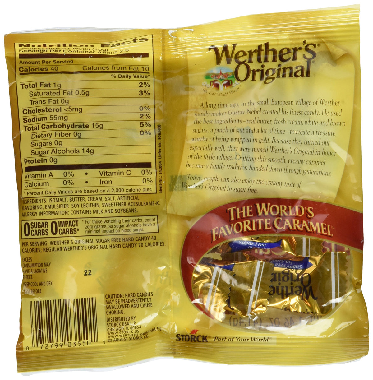 Werther's Original Sugar Free Hard Candies 1.46 Oz (3 Pack)